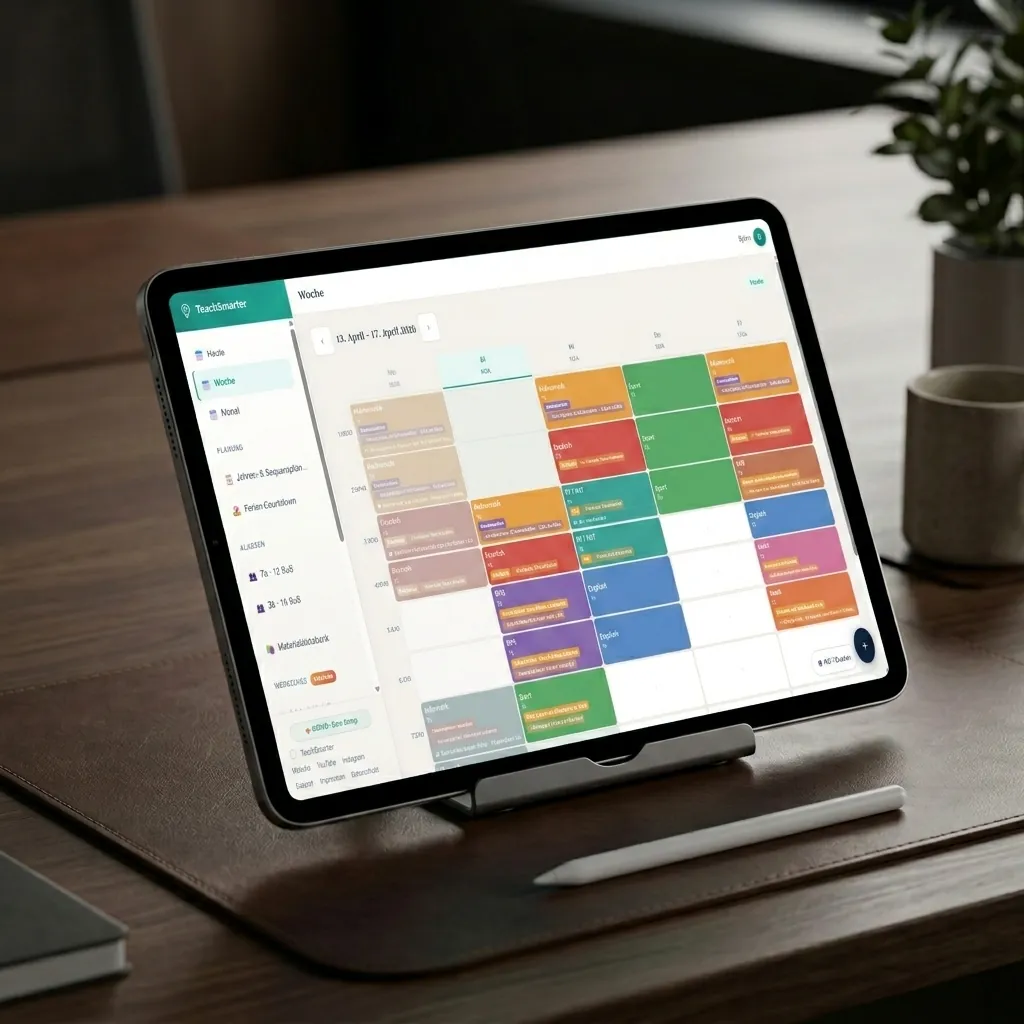 Der TeachSmarter Schulplaner auf dem iPad: Wochenansicht mit Stundenplan